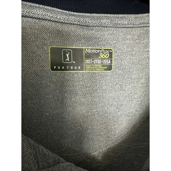 PGA Tour Motion Flux 360 Polo Shirt Mens 2XLT Gray Performance Golf Activewear - Picture 2 of 3